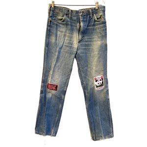 Wrangler Vintage Denim Jeans Slim Fit Size 36 32 Freak Panda Patches